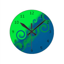horloge murale en spirale bleue