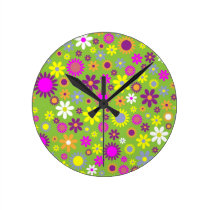 Horloge murale florale colorée lumineuse horloges murales