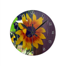 Horloge murale ronde de Fencepost de tournesol