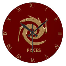 Horloge murale rouge abstraite de symbole de zodia