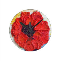 Horloge murale rouge du pavot de Paris