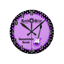 Horloge personnalisée par guitare pourpre Girly de Horloges Murales