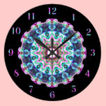 Horloge rose au néon de kaléidoscope horloges murales
