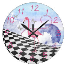 Horloge rose d'imaginaire de flamant du pays des m