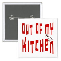 Hors de mon bouton drôle de slogan de cuisine pin's