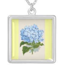 Hortensia bleu vintage colliers personnalisés
