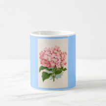 Hortensia rose vintage mug à café