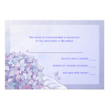 Hortensia RSVP l'épousant floral pourpre (3.5x5) Invitations Personnalisées