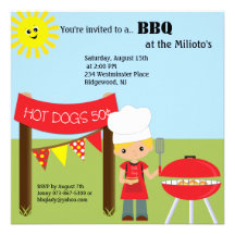 Hot Dog Stand With Chef Barbecue Invitation