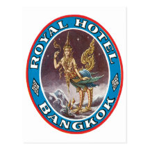 Hôtel royal, étiquette de bagage de Bangkok Cartes Postales