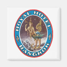 Hôtel royal, étiquette de bagage de Bangkok Aimant Pour Réfrigérateur