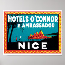 Hôtels O'Connor et Ambassadeur Nice Label Poster