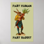 Humain de partie, affiche de lapin de partie
