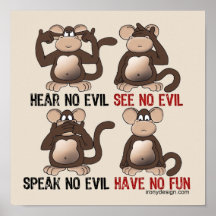 Humeur sage de singes posters