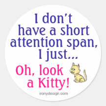 Humour court de Kitty de durée d'attention Autocollants