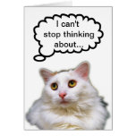 Humour d'anniversaire retardé par chat blanc carte