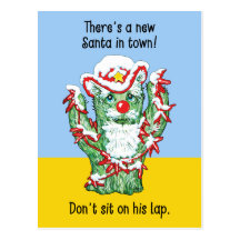 Humour drôle de Noël de cactus du père noël Cartes Postales
