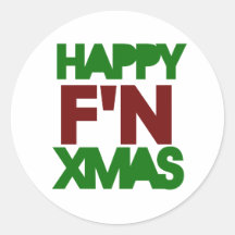 Humour heureux de Noël Autocollants Ronds