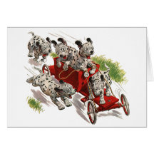 Humour vintage de chiens, camion de pompiers dalma cartes