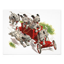 Humour vintage de chiens, camion de pompiers dalma faire-parts
