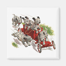 Humour vintage de chiens, camion de pompiers dalma aimant pour réfrigérateur