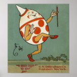 Humpty vintage Dumpty sur la danse de mur Affiche