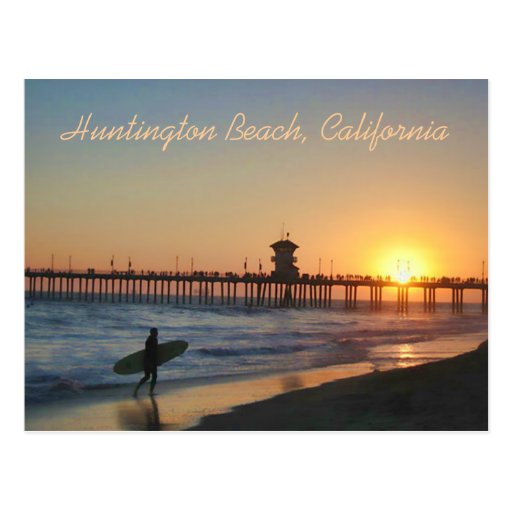 Huntington Beach à la carte postale de coucher du 