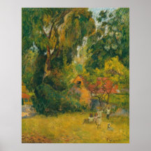 Huttes sous les arbres par Paul Gauguin Affiche