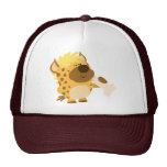 Hyène repérée par bande dessinée mignonne écrasant casquettes