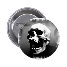 Hysteriskull riant le crâne humain badge