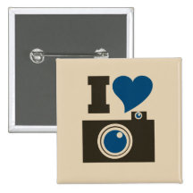 I appareil-photo de coeur badges avec agrafe