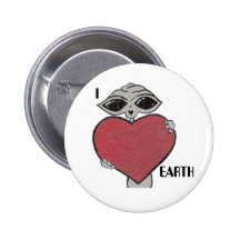 I bouton d'alien de la terre d'amour de coeur badges