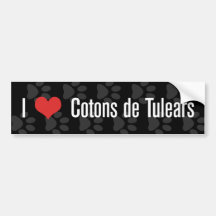 I (coeur) Cotons de Tulears (foncé) Autocollants Pour Voiture