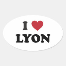 I coeur Lyon France Autocollants Ovales