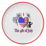 I Heart The 4th of July Dinner Plate
