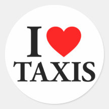 I taxis de coeur autocollant rond