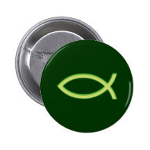 Ichthus - symbole chrétien de poissons - vert clai badge avec épingle