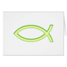 Ichthus - symbole chrétien de poissons - vert clai cartes de vœux