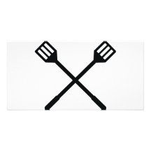 icône croisée de couverts de barbecue carte avec photo