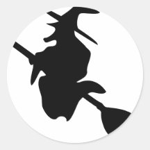 icône de noir de sorcière de Halloween Autocollant Rond