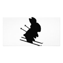 icône drôle de lapin de skieur cartes de vœux avec photo