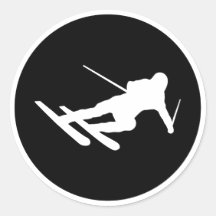icône noire de ski de ski en descendant adhésif