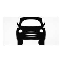 icône noire de voiture cartes de vœux avec photo