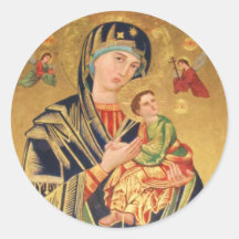 Icône orthodoxe russe - Vierge Marie et bébé Jésus Adhésifs Ronds
