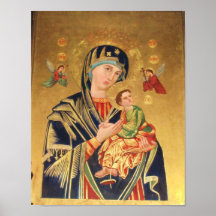 ICÔNE - Vierge et bébé Jésus et AFFICHE d'anges
