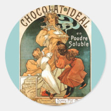 Idéal d'Alphonse (Alfons) Mucha Chocolat Adhésifs Ronds