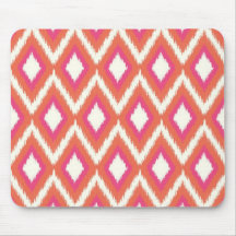 Ikat tribal rose et de corail Chevron Tapis De Souris