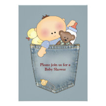 Il est dans l'invitation de baby shower de poche