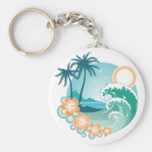 Île tropicale porte-clefs