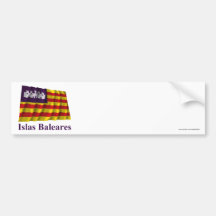Îles Baléares ondulant le drapeau avec le nom Autocollant Pour Voiture